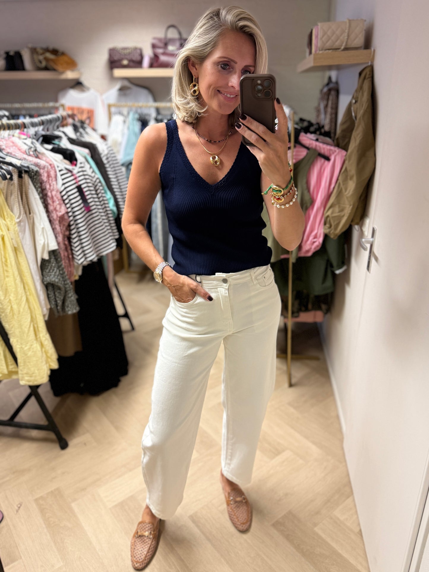 Top Linda V-hals Viscose Navy