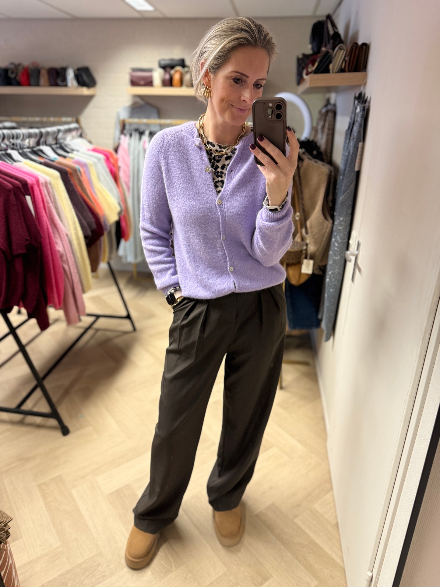 Vest Claudia Lange Mouw Alpaca Lila