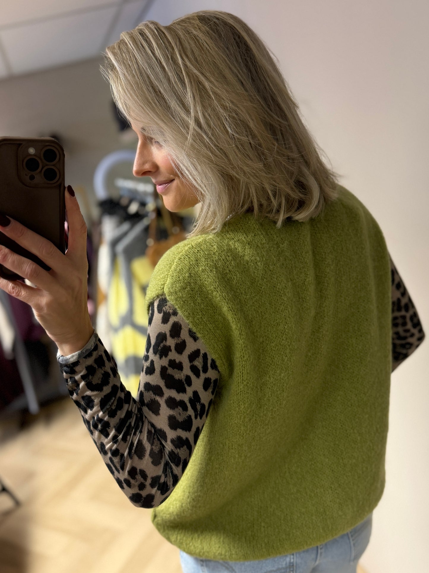 Gilet Claudia Alpaca Limegroen