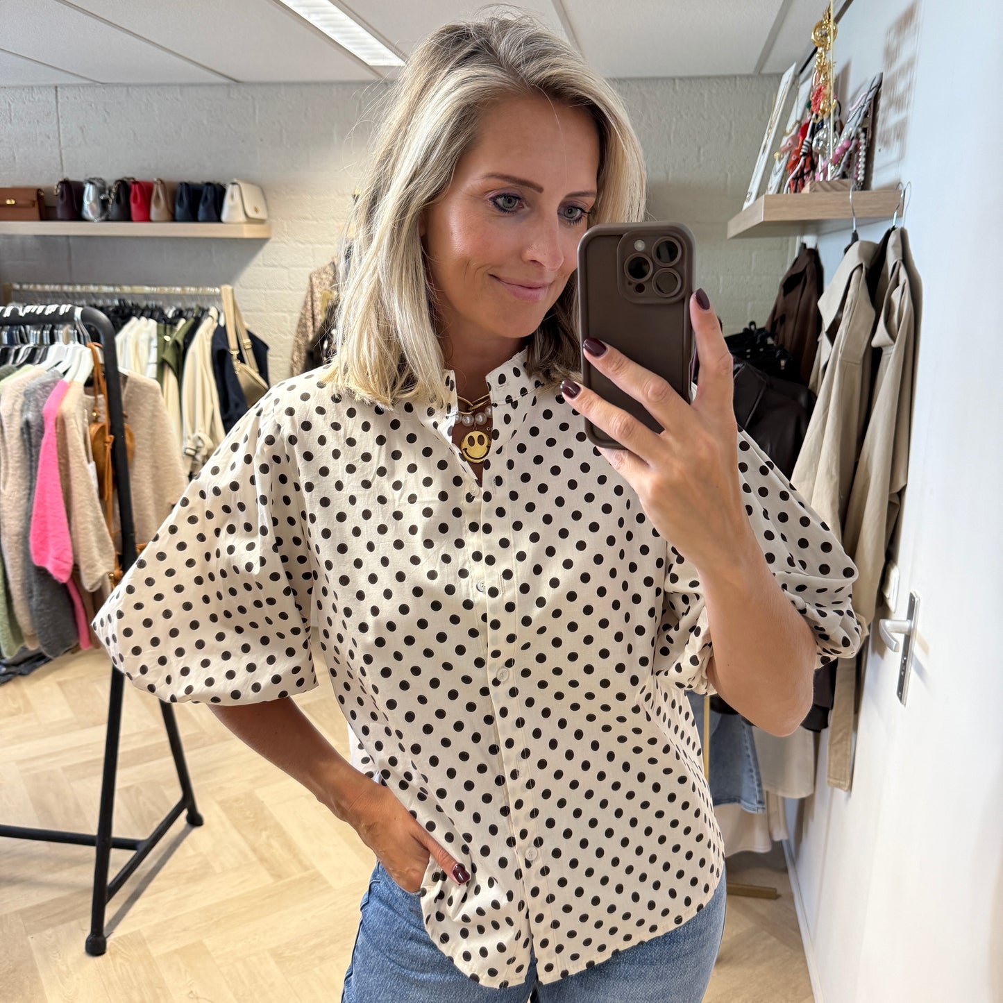 Blouse Evi Polkadot Offwhite