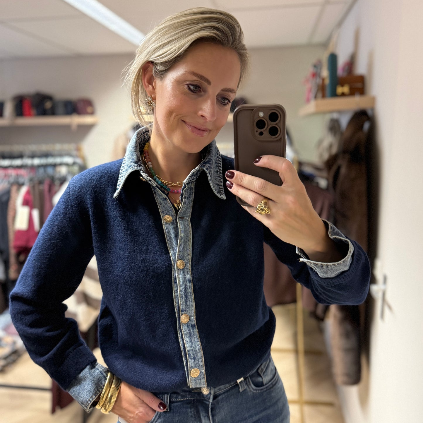 Vest Sammy Denim Knit Navy