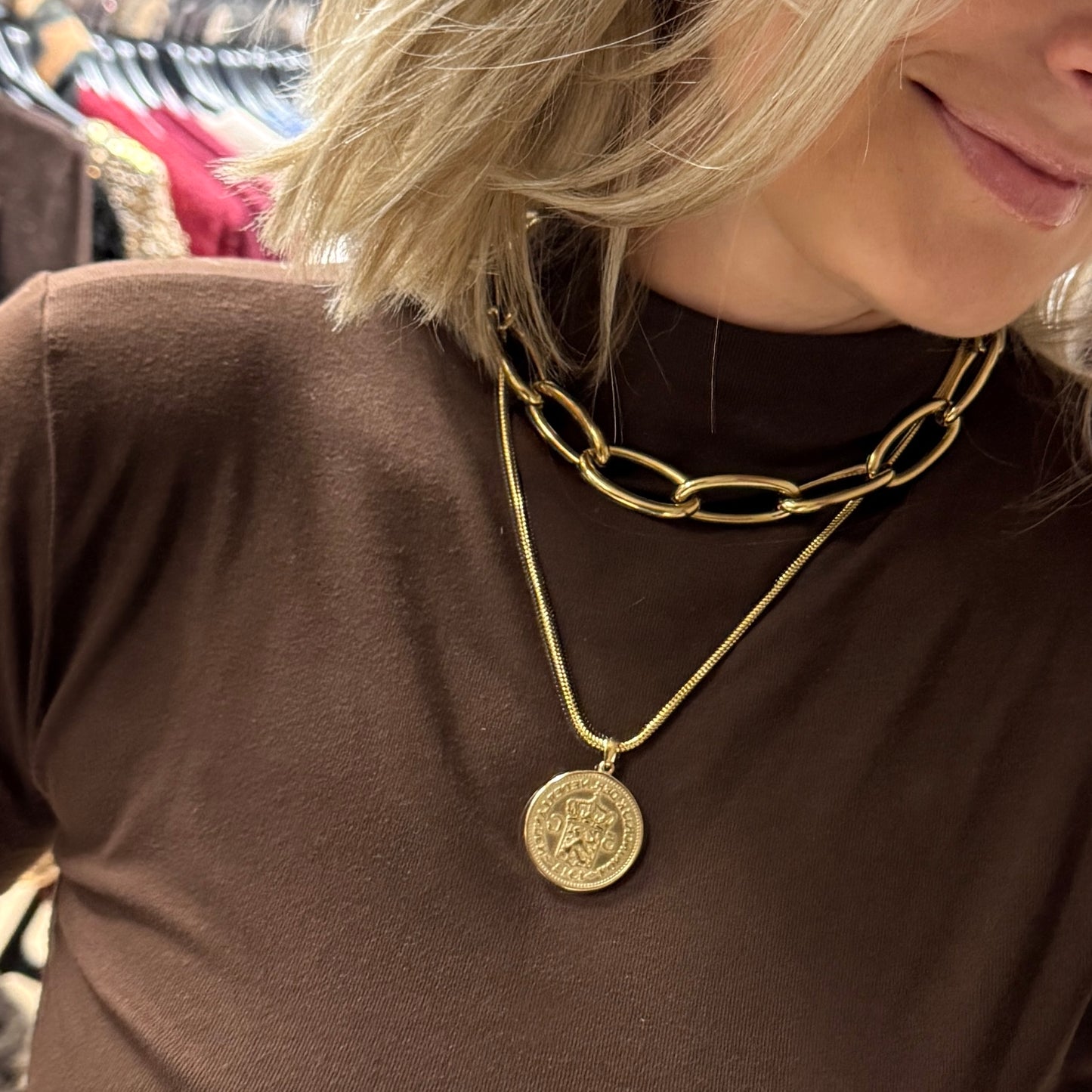 Ketting Nina Vijf Gulden Munt Goud