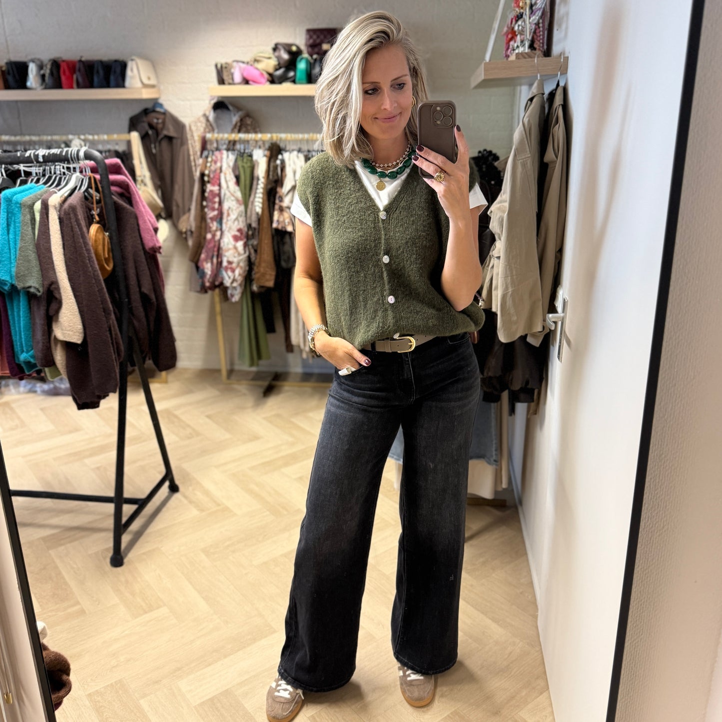 Gilet Claudia Alpaca Armygroen