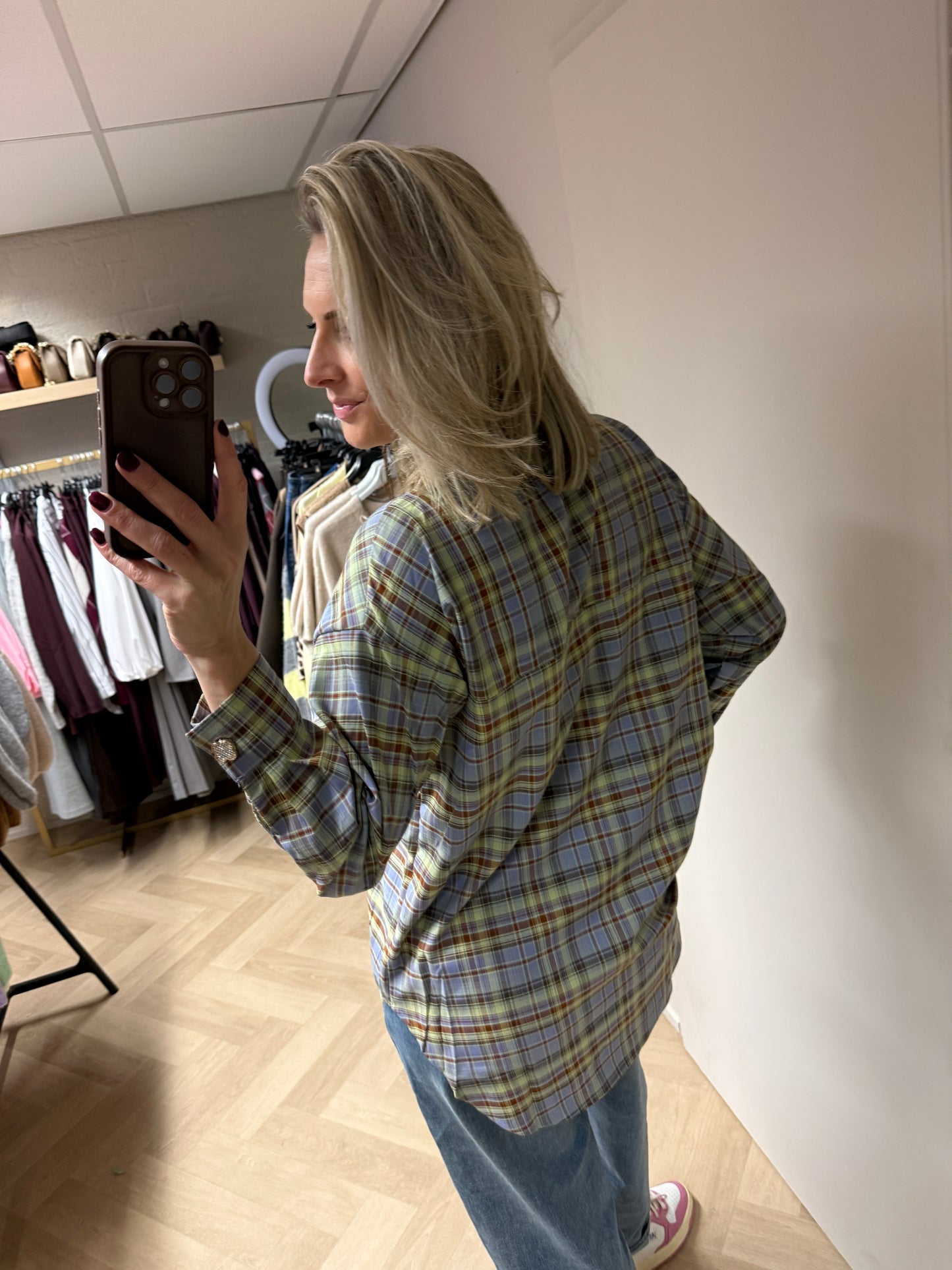 Blouse Stropdas Lichtblauw Geel