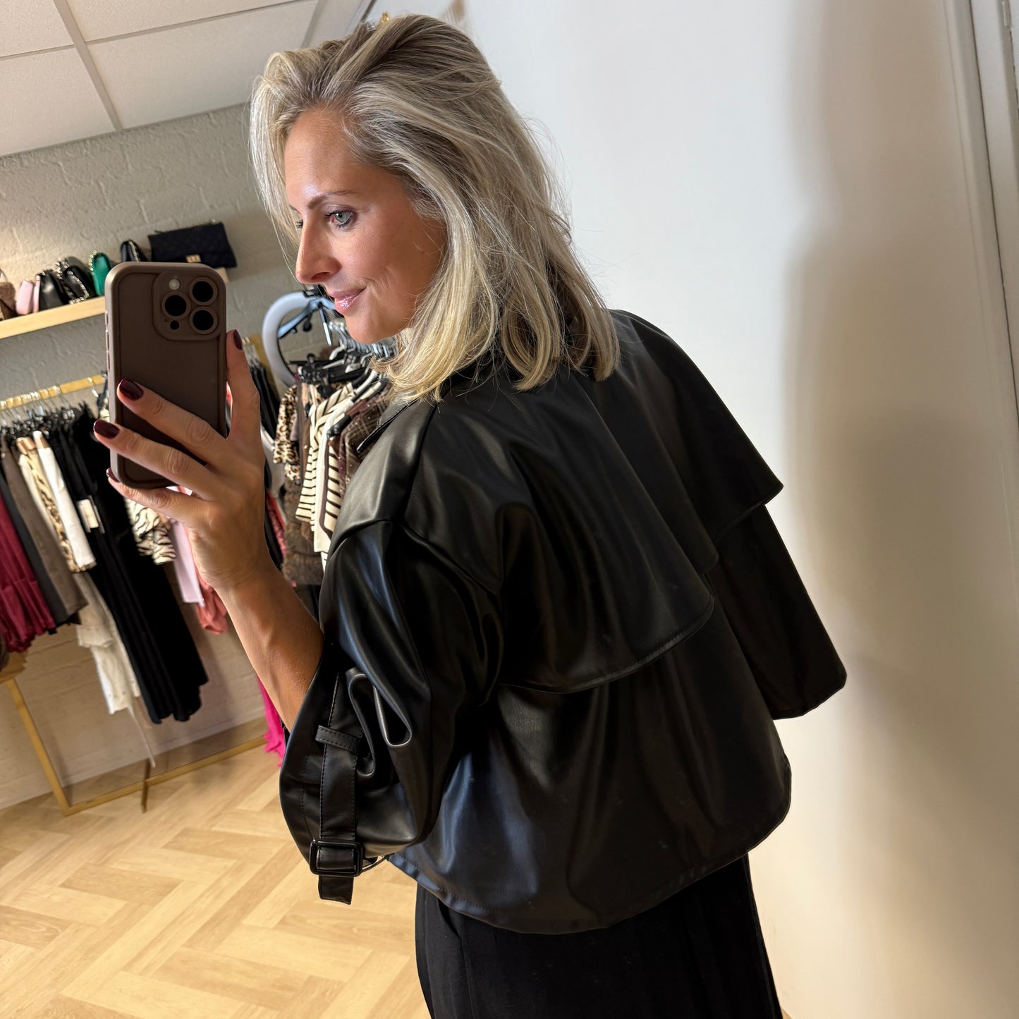 PU Trenchcoat Stevie Cape Zwart