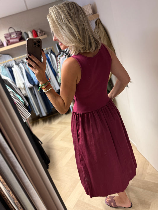 Jurk Katy Katoen Topdress Bordeaux