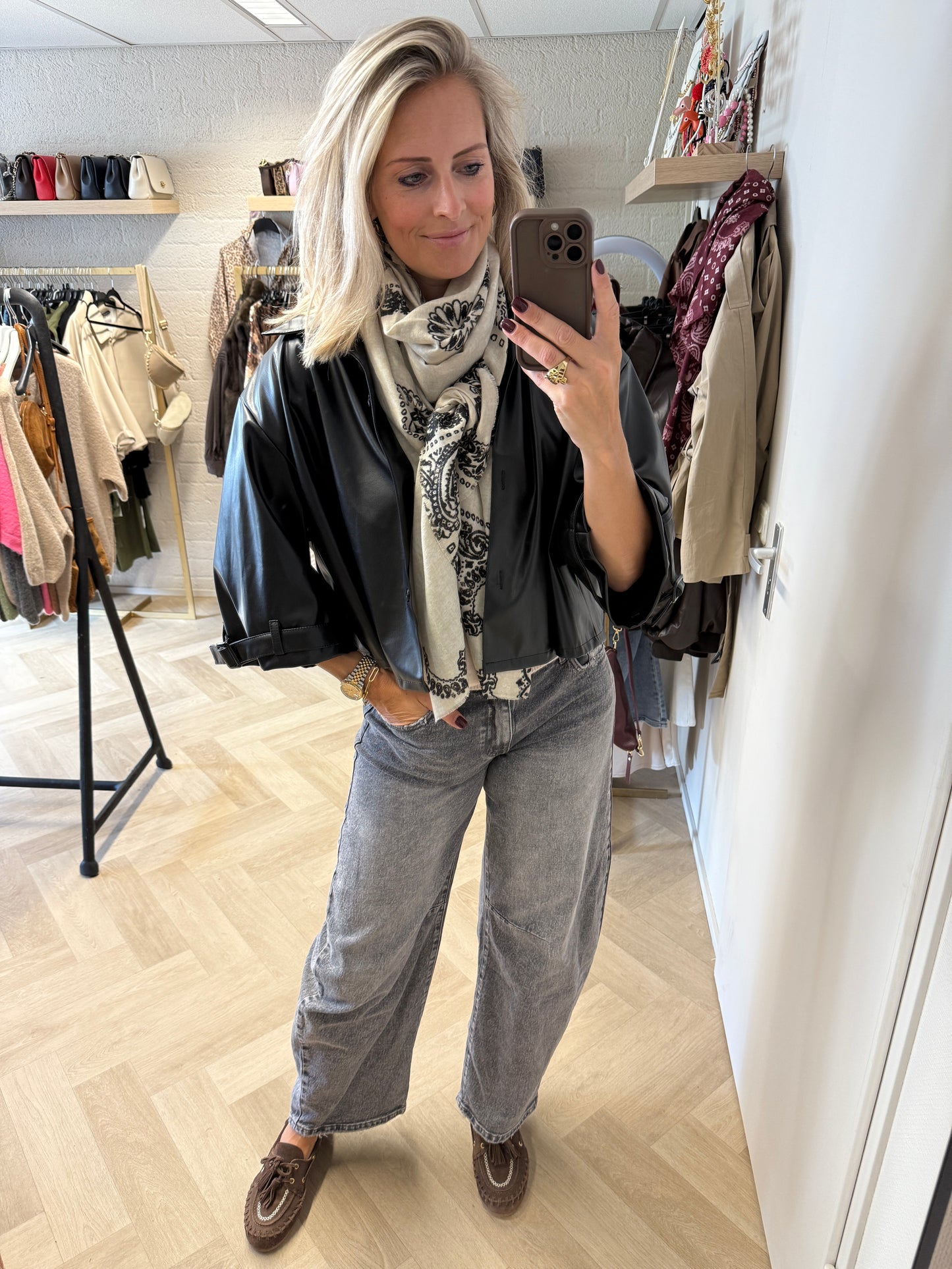 Sjaal Paisley Ecru Zwart