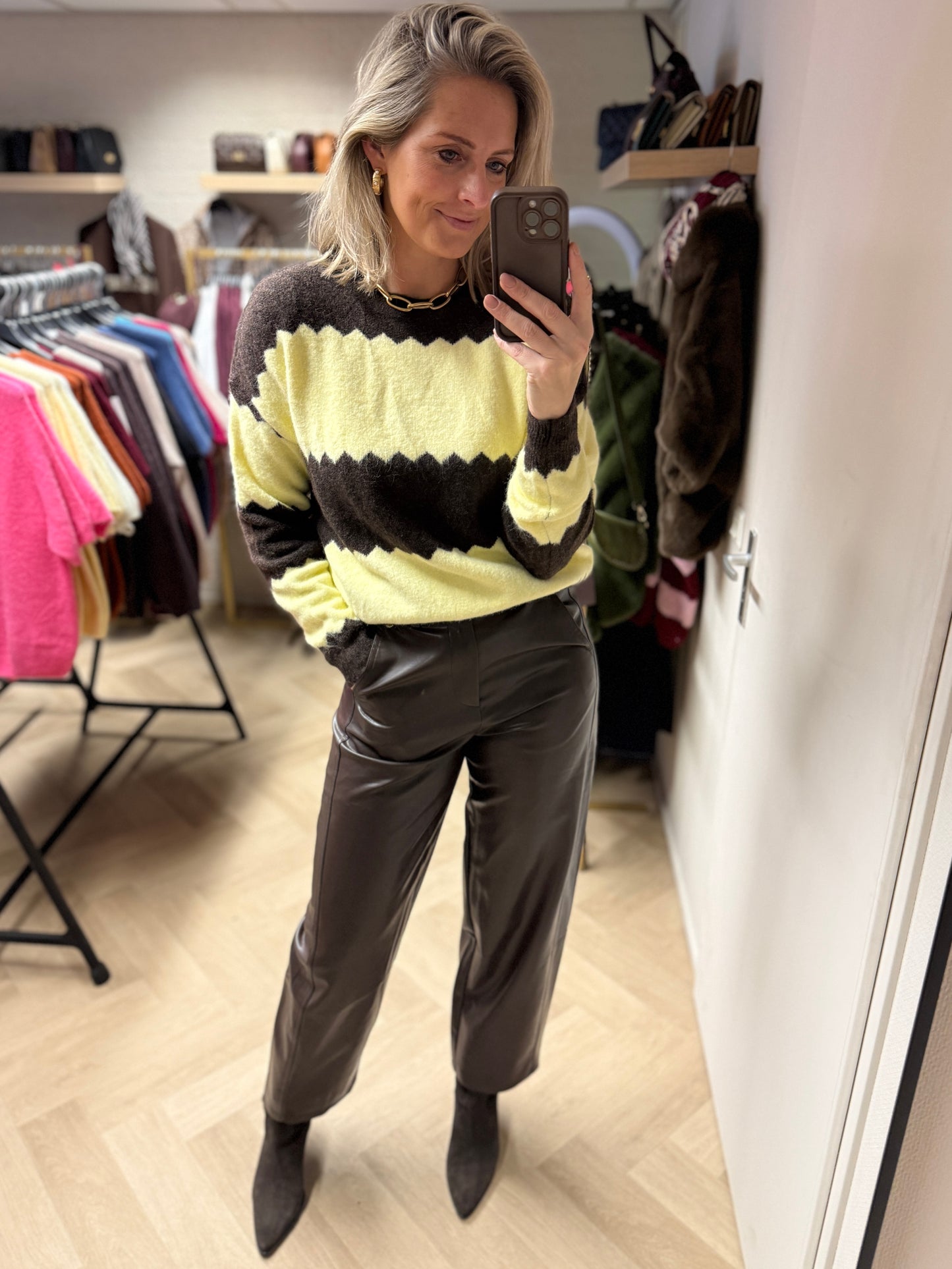 Trui Vienna Bruin Geel