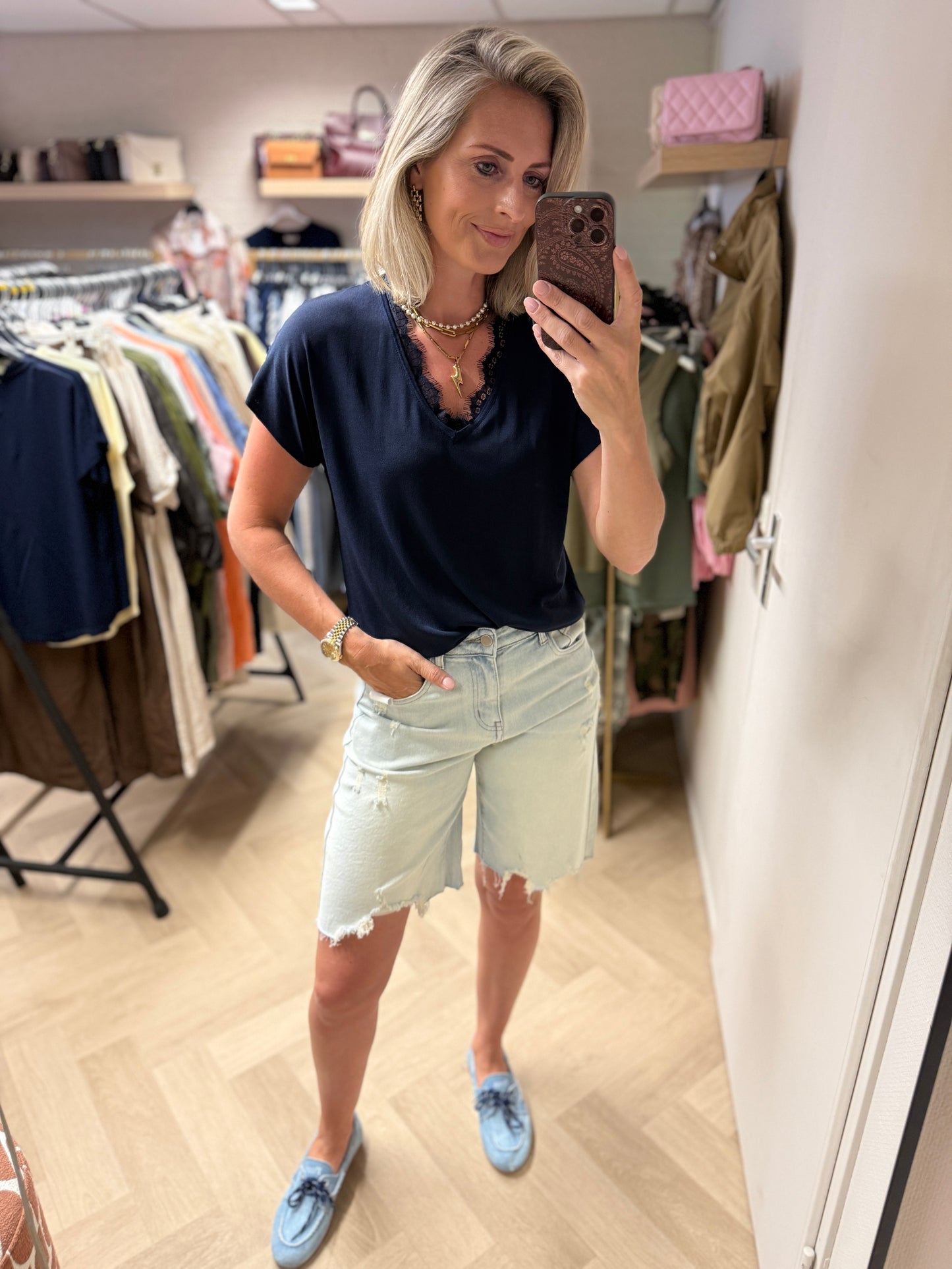 Shirt Barbara Kant Donkerblauw