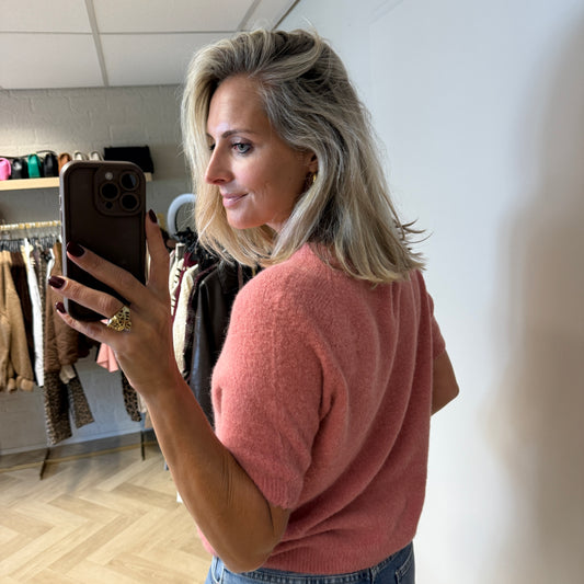 Trui Claudia Alpaca Korte Mouw Apricot