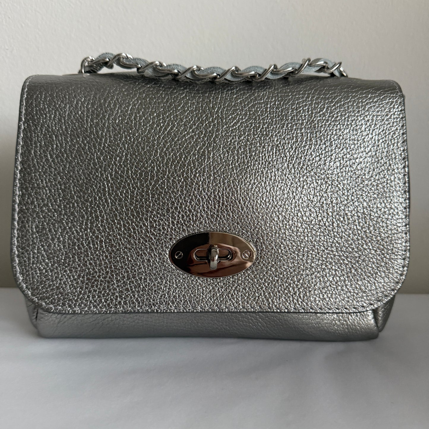 Tas Nina Leder Metallic Zilver