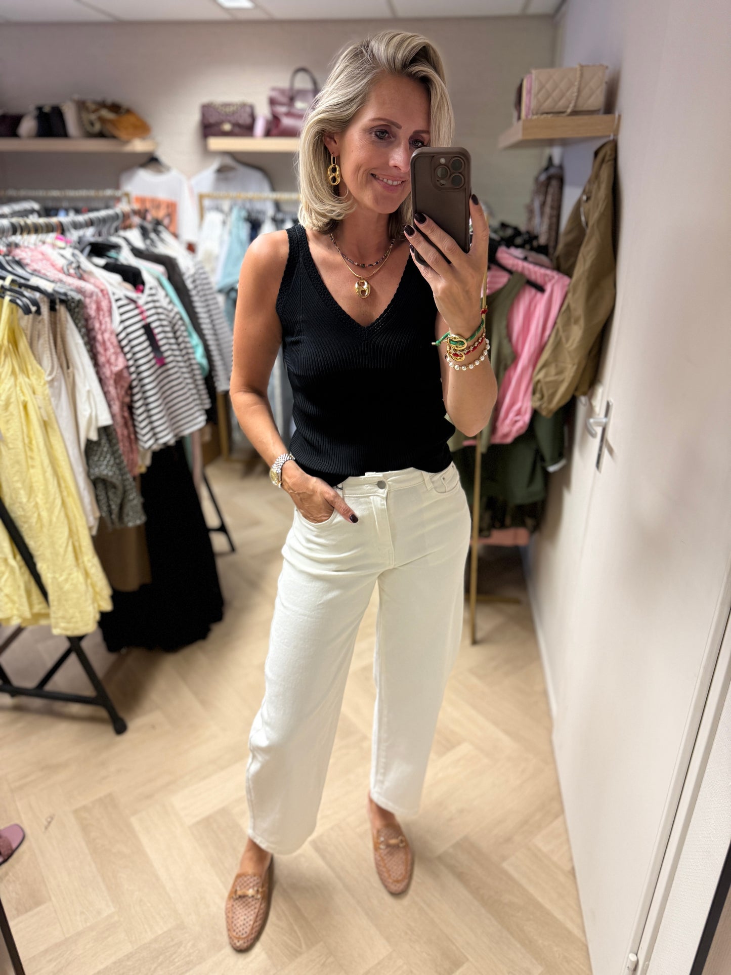 Top Linda V-hals Viscose Zwart