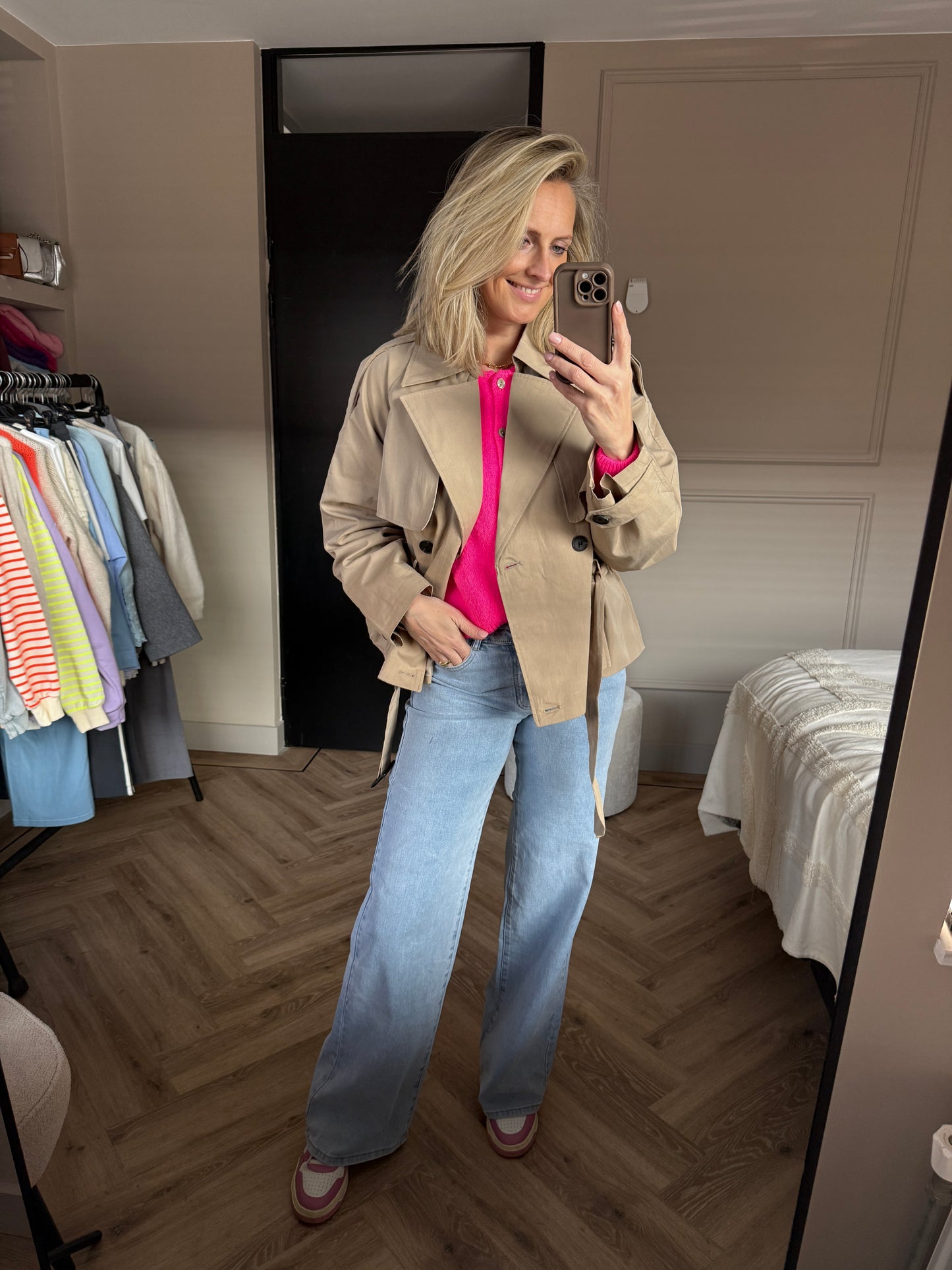 Trenchcoat Kort Beige
