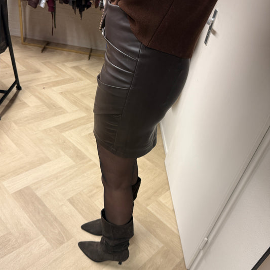 Rok Mara Kort Pu Leer Bruin