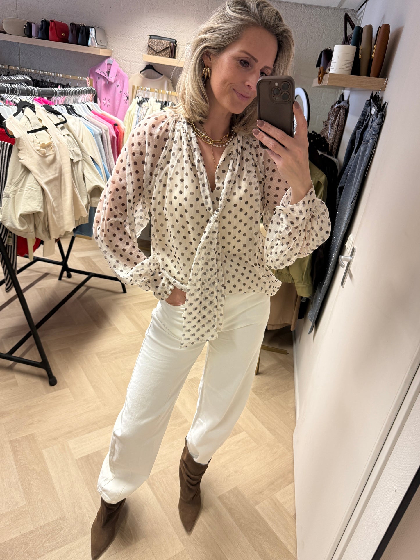 Blouse Jill Polkadot Ecru Bruin