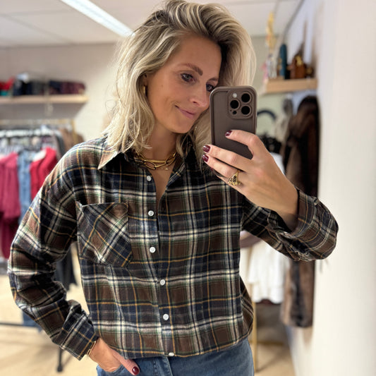 Blouse Vera Ruit Bruin Blauw Groen