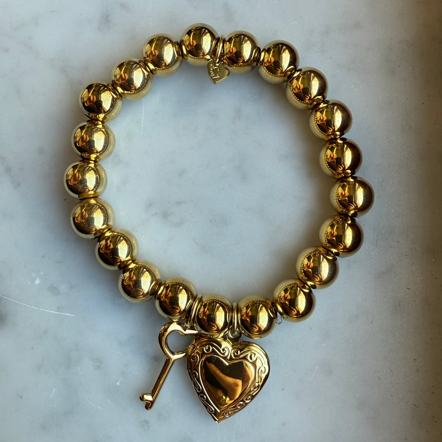 Armband Elastiek Goud Key Heart