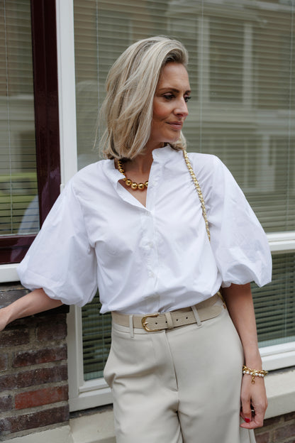 Blouse Fenna KM Pofmouw Wit
