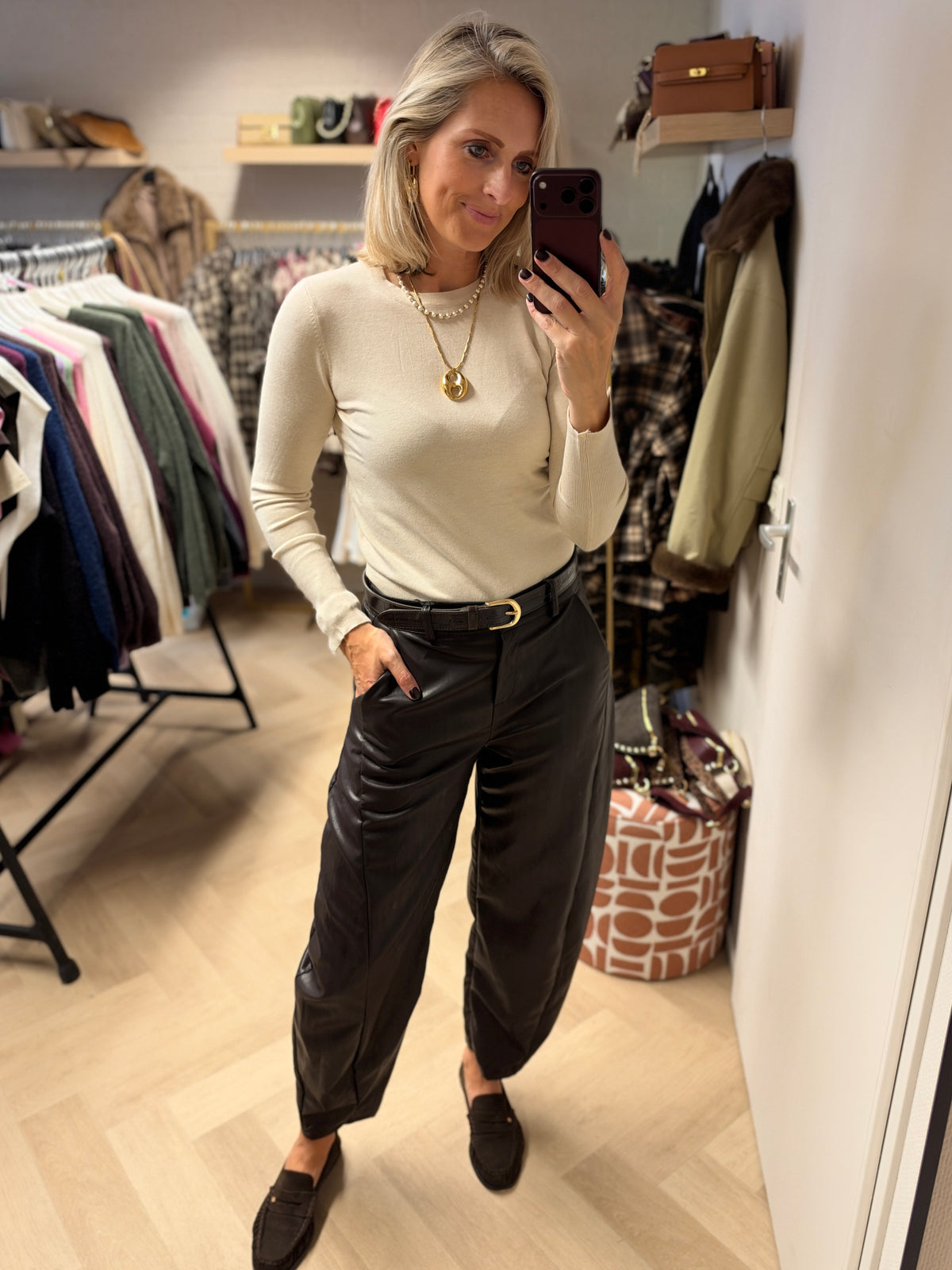 Trui Willie Rib Knoopjes Mouw Beige
