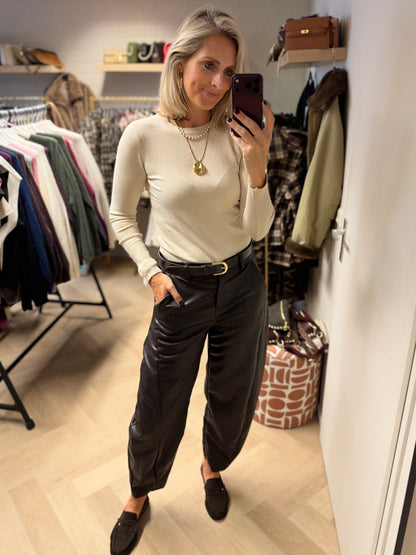 Trui Willie Rib Knoopjes Mouw Beige