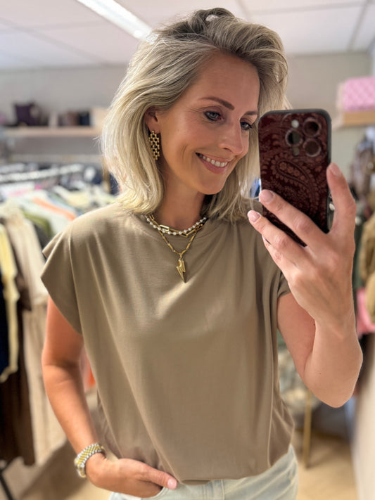 Shirt Joy Elastiek Taupe