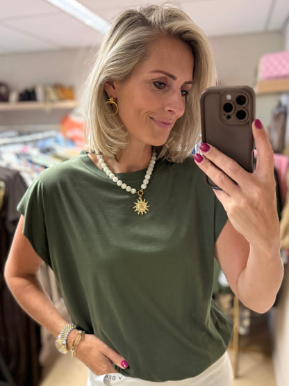 Shirt Joy Elastiek Armygroen