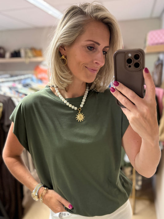 Shirt Joy Elastiek Armygroen