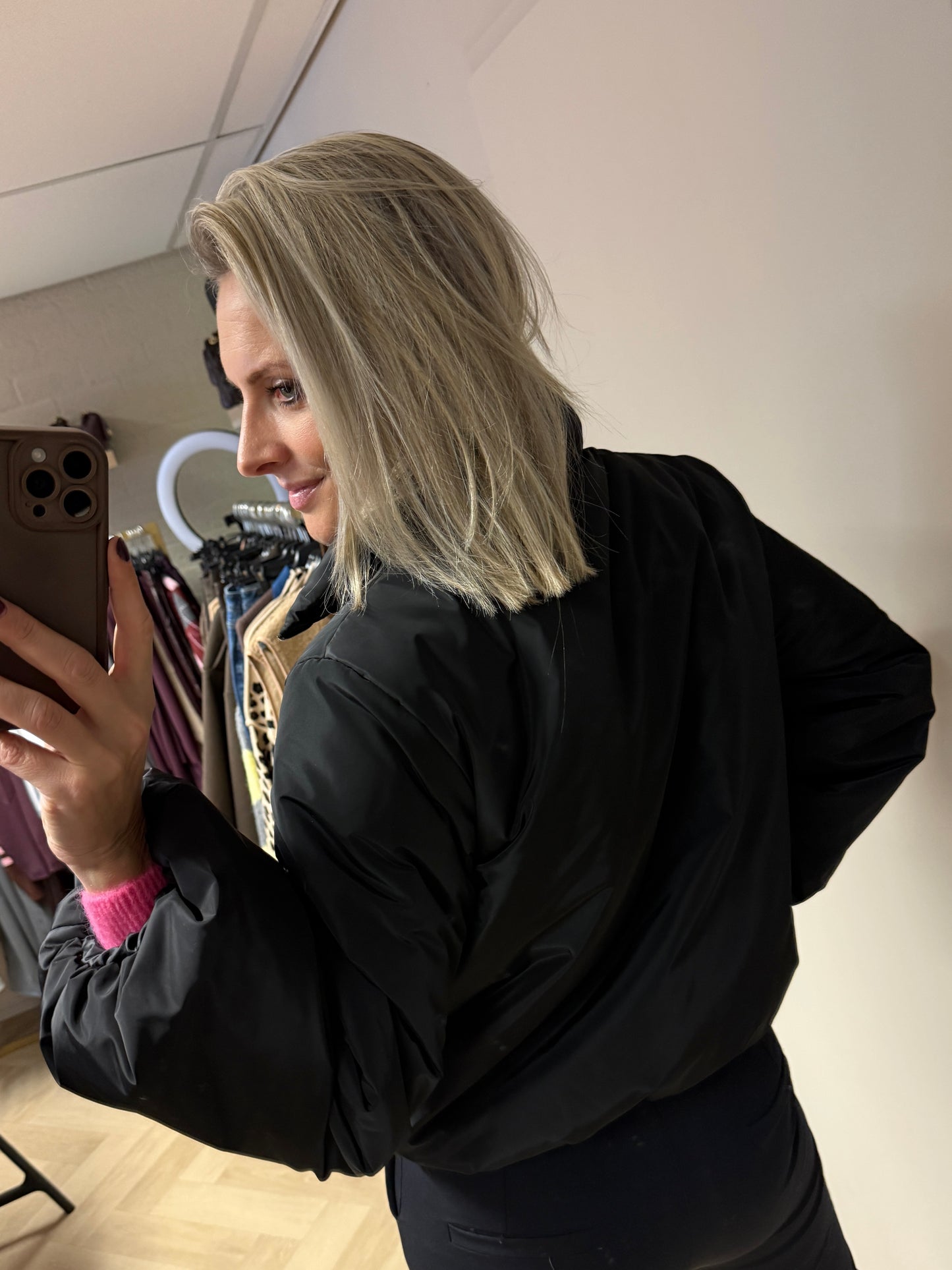 Jas Fabienne Pof Gevoerd Zwart