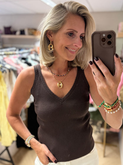 Top Linda V-hals Viscose Choco