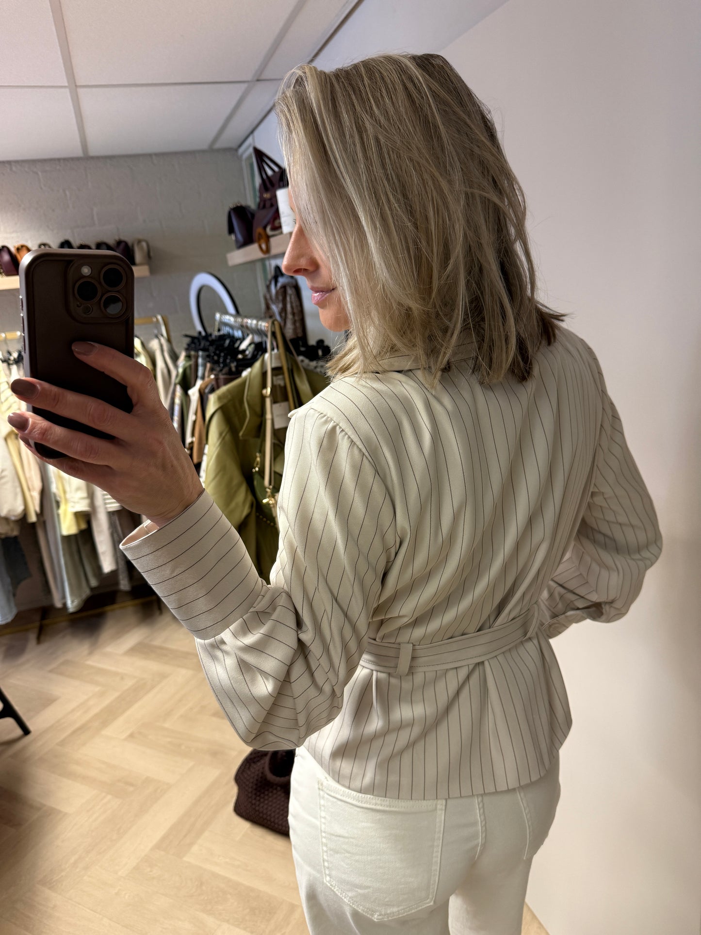 Blazer Charlie Krijtstreep Beige Bruin