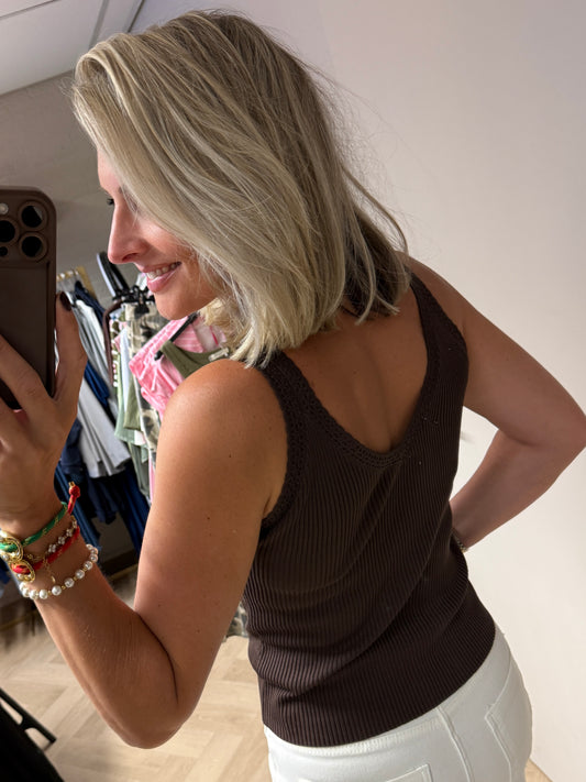 Top Linda V-hals Viscose Choco