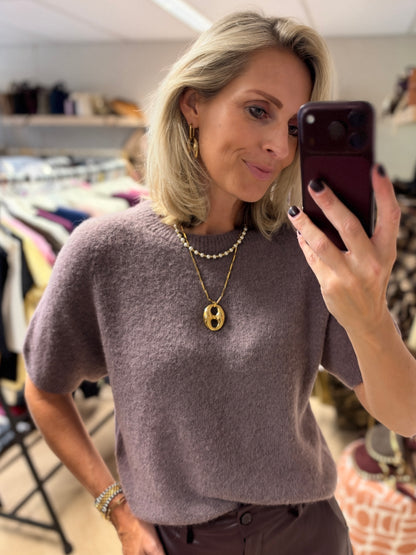 Trui Claudia Korte Mouw Alpaca Dusty Plum