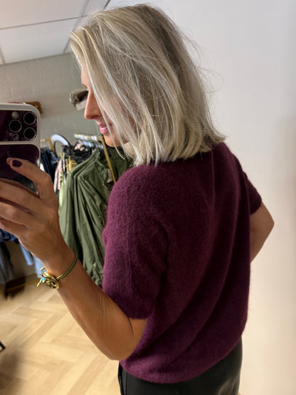 Trui Claudia Korte Mouw Alpaca Plum
