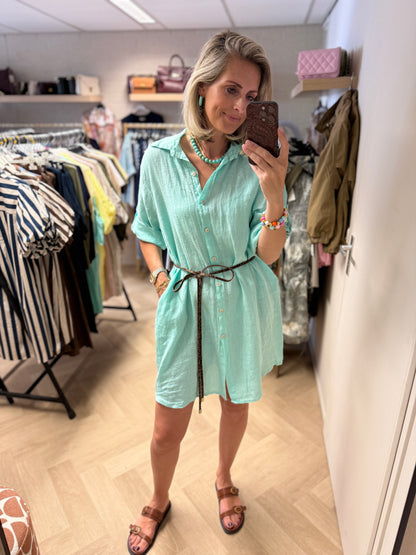 Blouse Jurk Puro Linnen Aqua