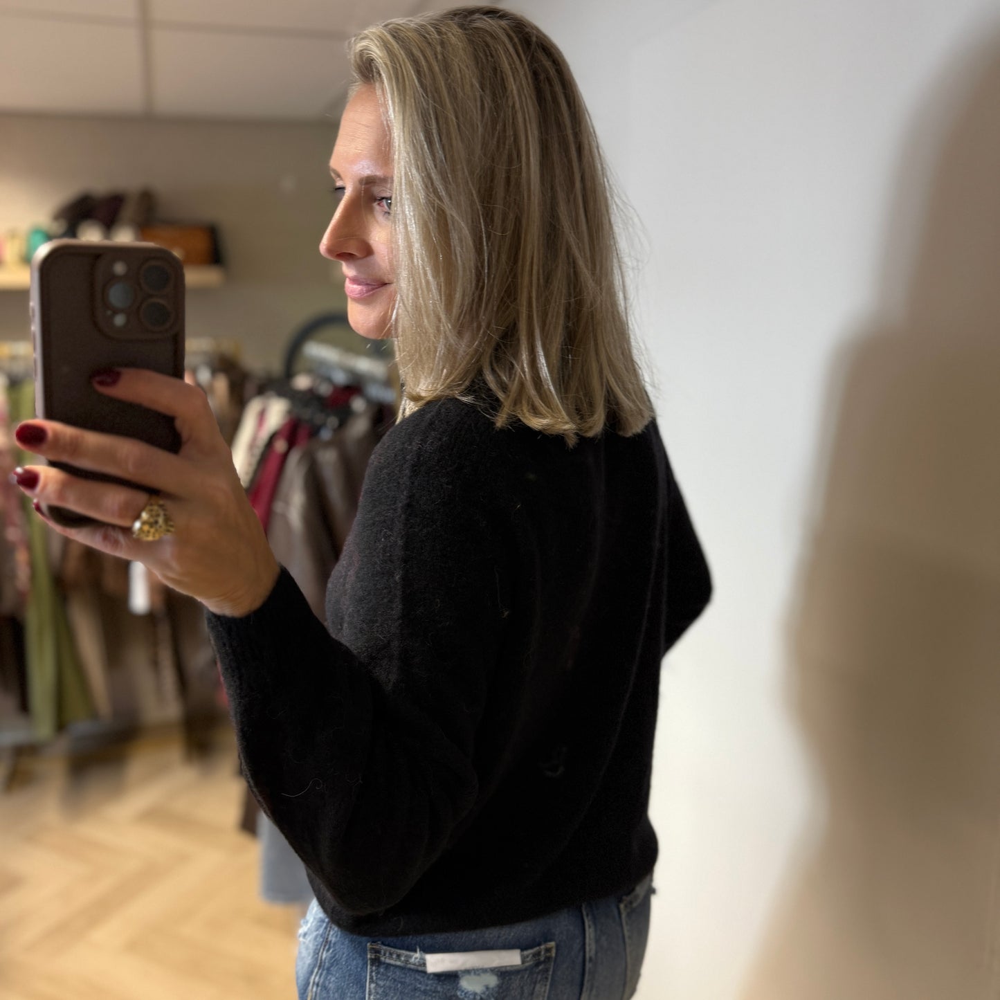 Trui Claudia Alpaca Lange Mouw Zwart