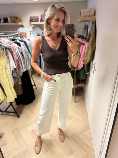 Top Linda V-hals Viscose Choco