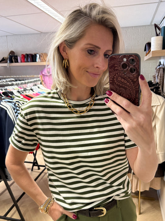 T-shirt Emma Katoen Streep Groen KM