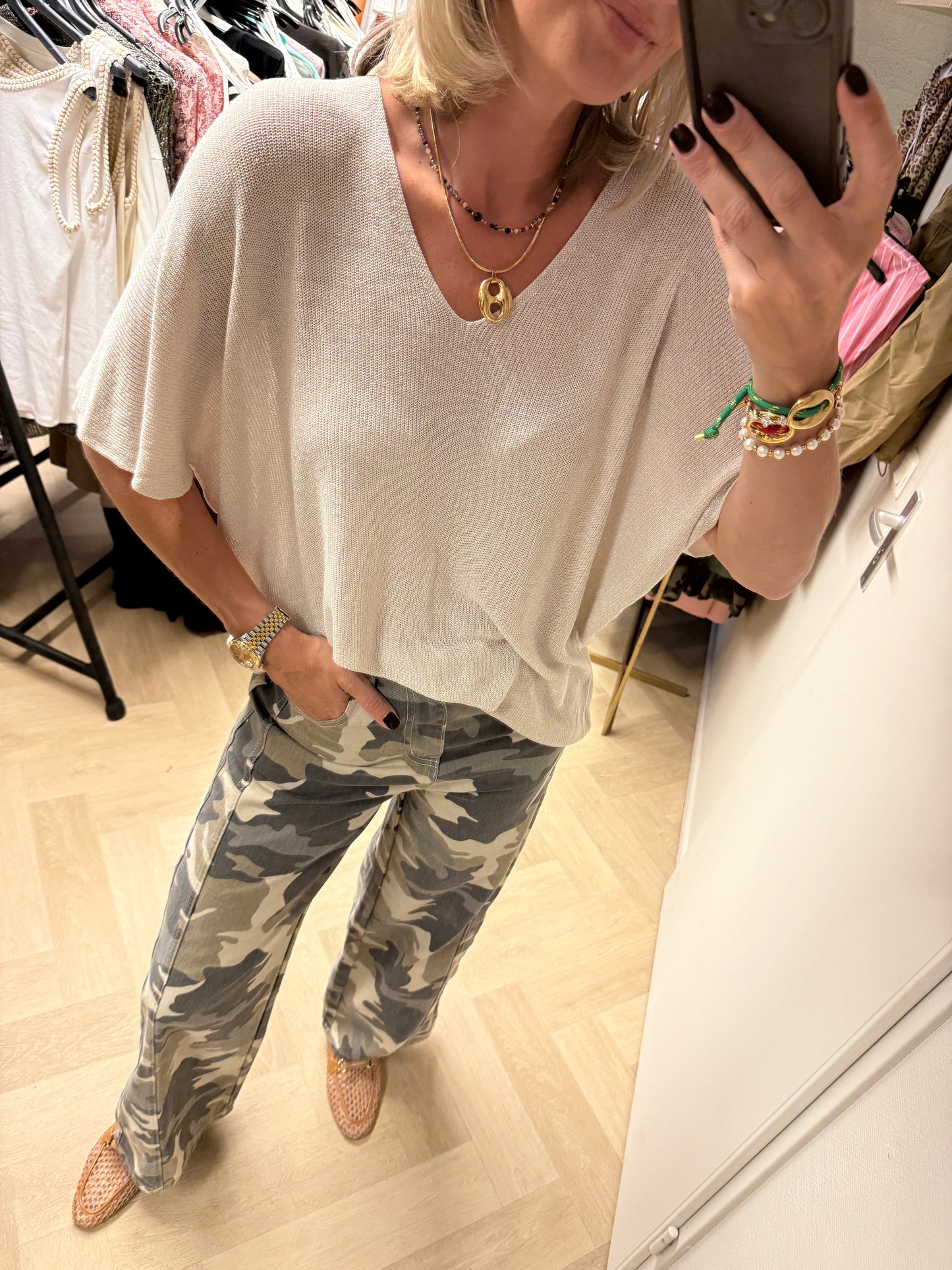 Shirt May Viscose Lurex Champagne