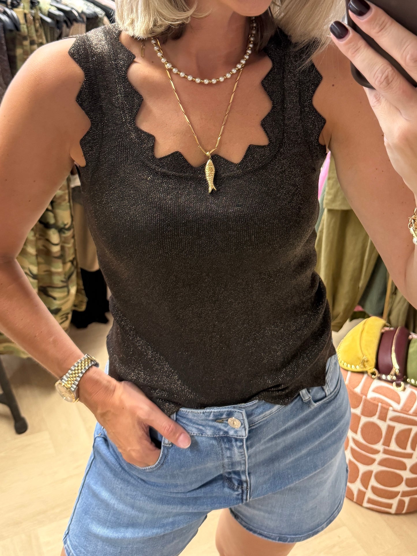 Top Stella Viscose Lurex Bruin