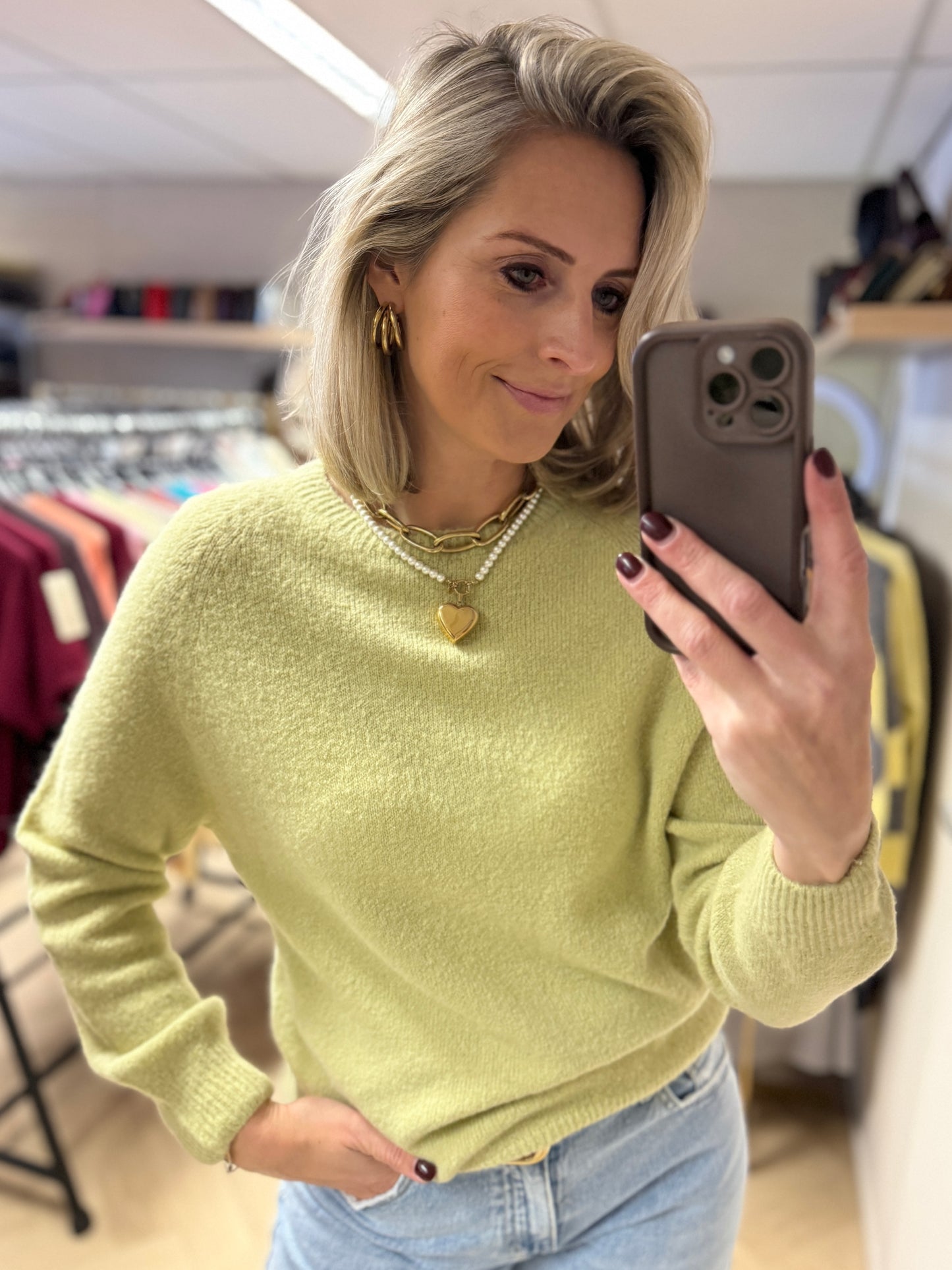 Trui Claudia Alpaca Lange Mouw Pistache