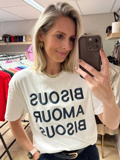 Shirt Bisous Wit Blauw