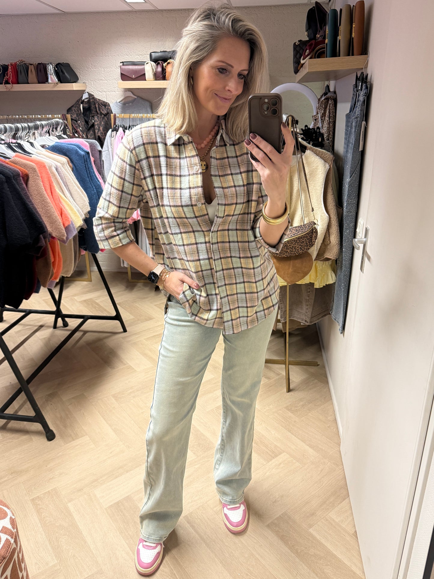 Blouse Julia Ruit Lichtblauw