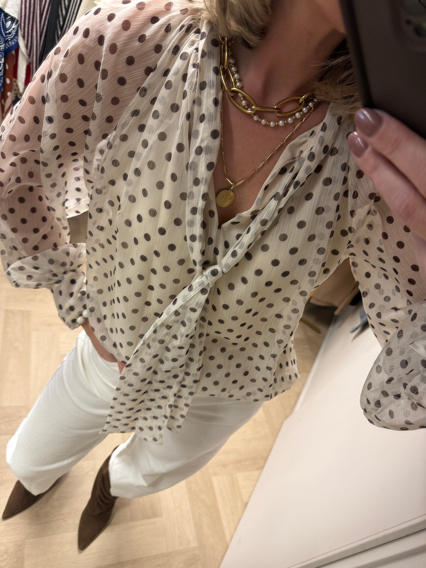 Blouse Jill Polkadot Ecru Bruin