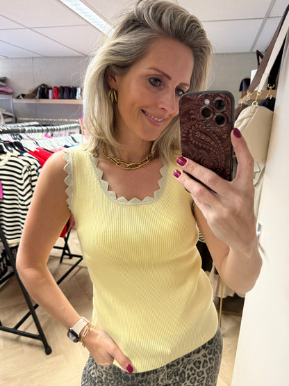 Top Stella Rib Lurex Zachtgeel