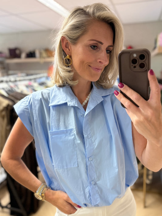 Blouse Eva Pof Elastiek Lichtblauw