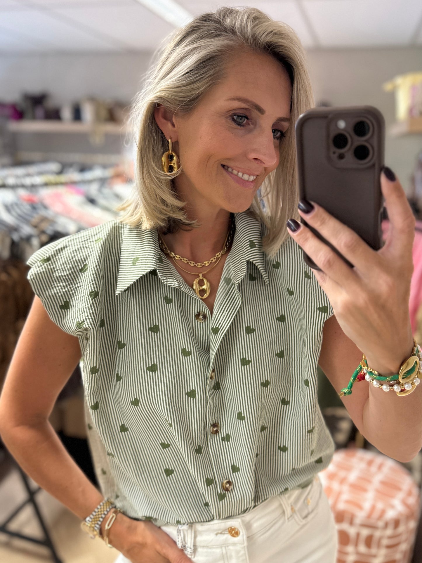 Blouse Jill Streep Hartjes Groen