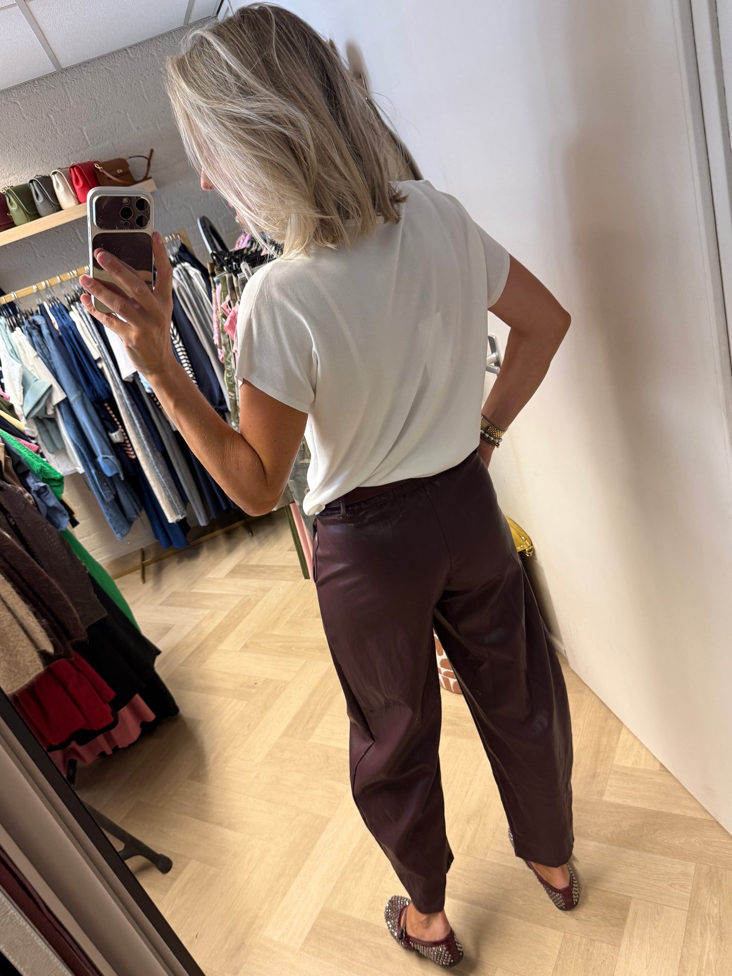 Broek Haily PU Burgundy