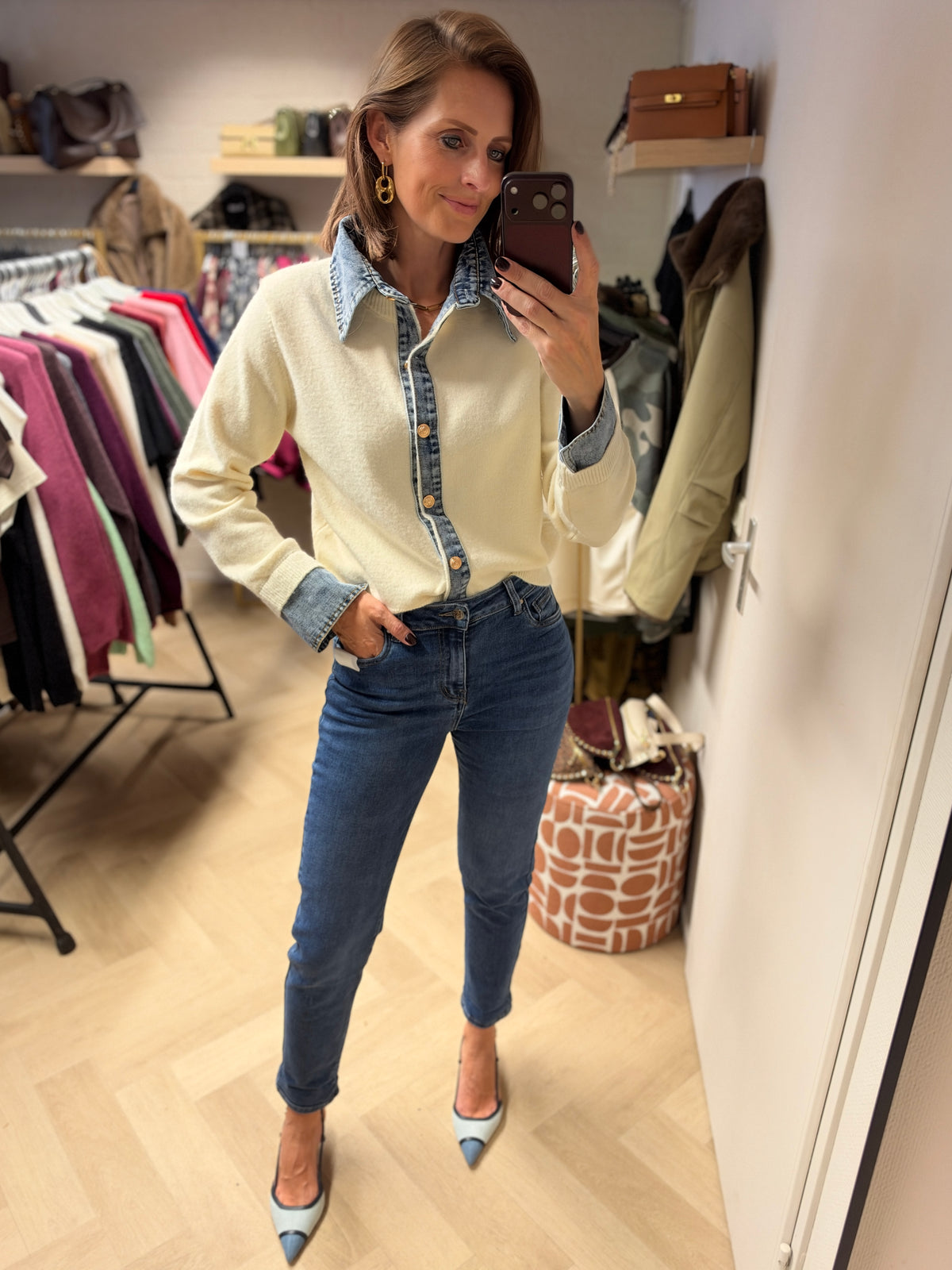 Vest Jenna Knit Denim Ecru