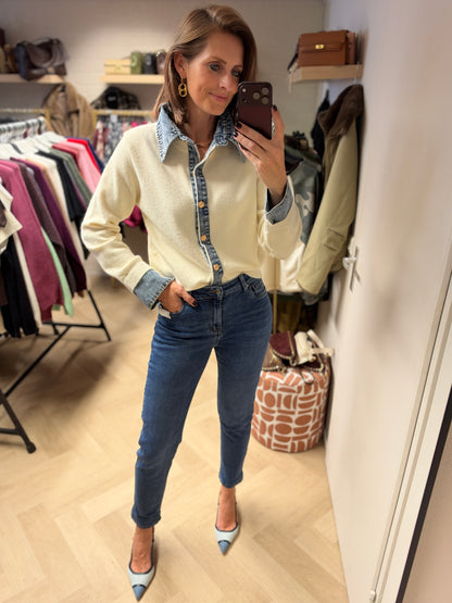 Vest Jenna Knit Denim Ecru