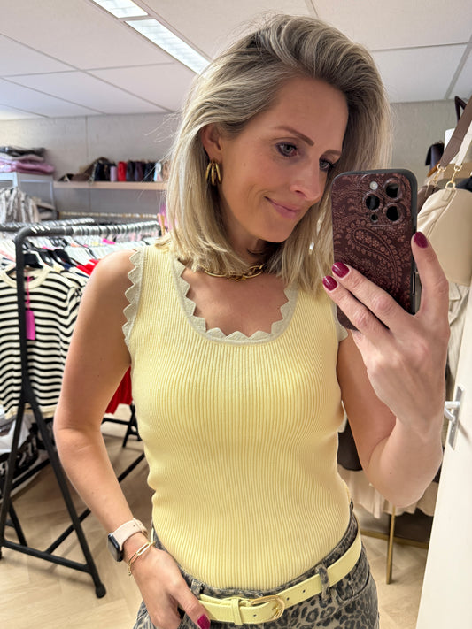 Top Stella Rib Lurex Zachtgeel